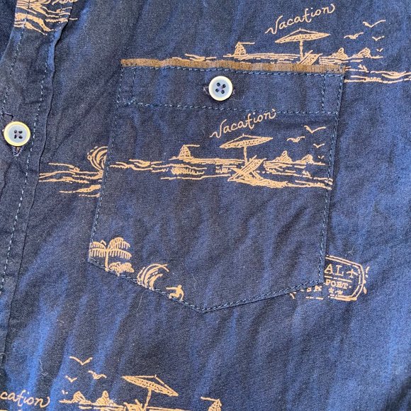 Boy's Nomad Vacation Shirt Button Down Casual Tour Navy Brown 10/12 - Picture 2 of 7